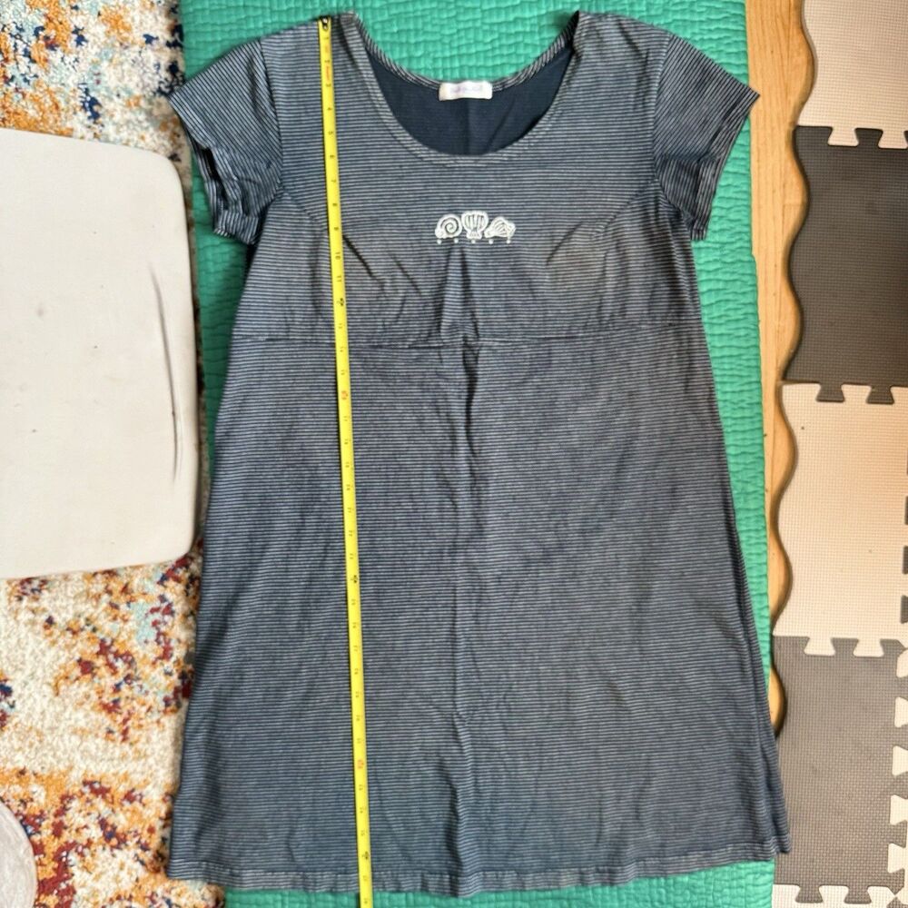 Vintage 2002 Fresh Produce Beach Navy Striped Short Sleeve Cotton Dress M Y2K - Picture 3 of 14